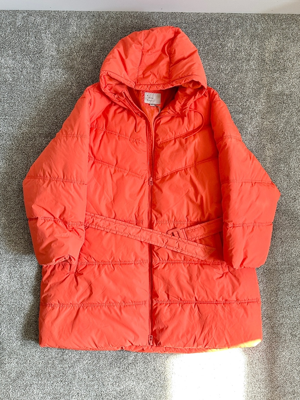 A New Day Orange Belted Hooded Puffer Coat Plus Size 3X NWT Target